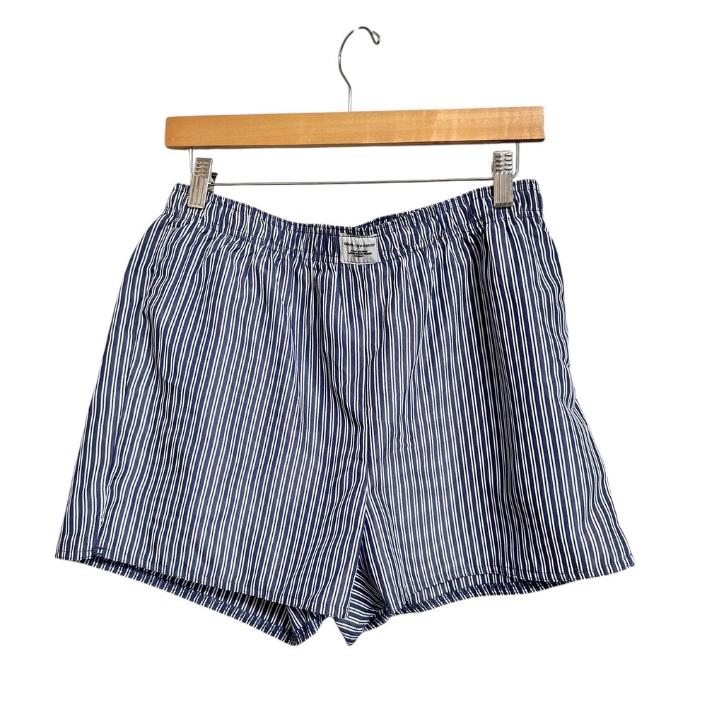 Women's blue white striped Boxer Shorts Relaxed Fit Loungewear Sleepwear size M
